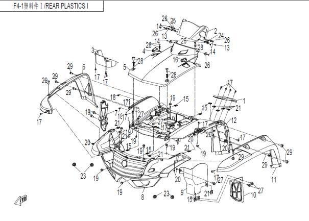 Podvozek tlumiče - Přední levý blatník pro Cfmoto Gladiator X5, X6 OEM 9050-040003