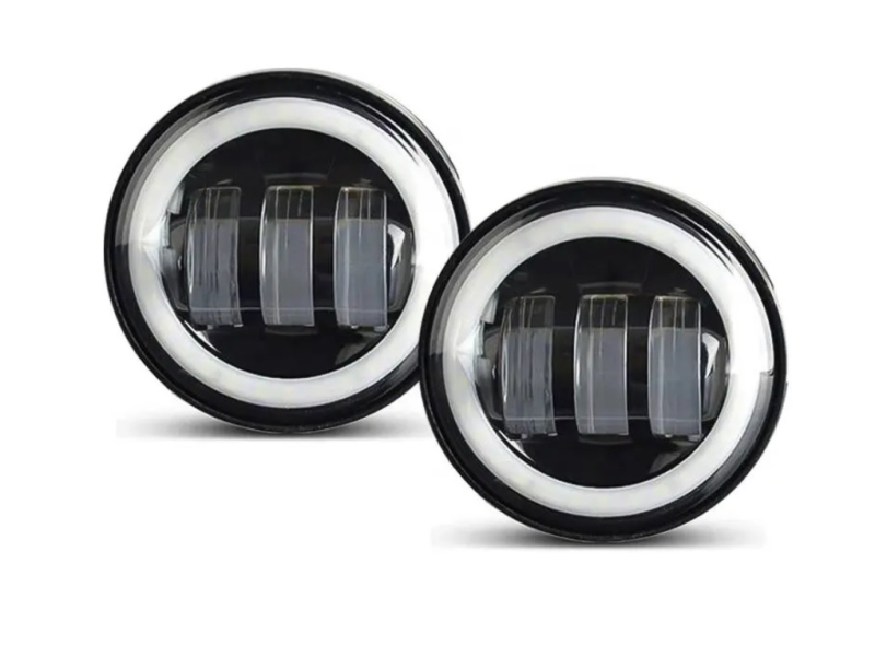 Elektro díly - Univerzální halo kruhové lampy 4,5" 2 ks bílých kruhů