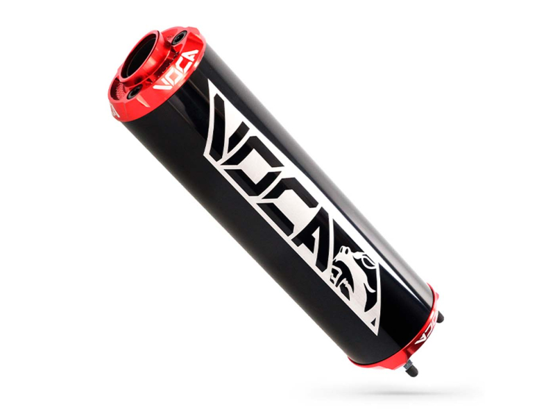 Výfuk - Zadní tlumič VOCA Alu černý - CNC koncovka červená