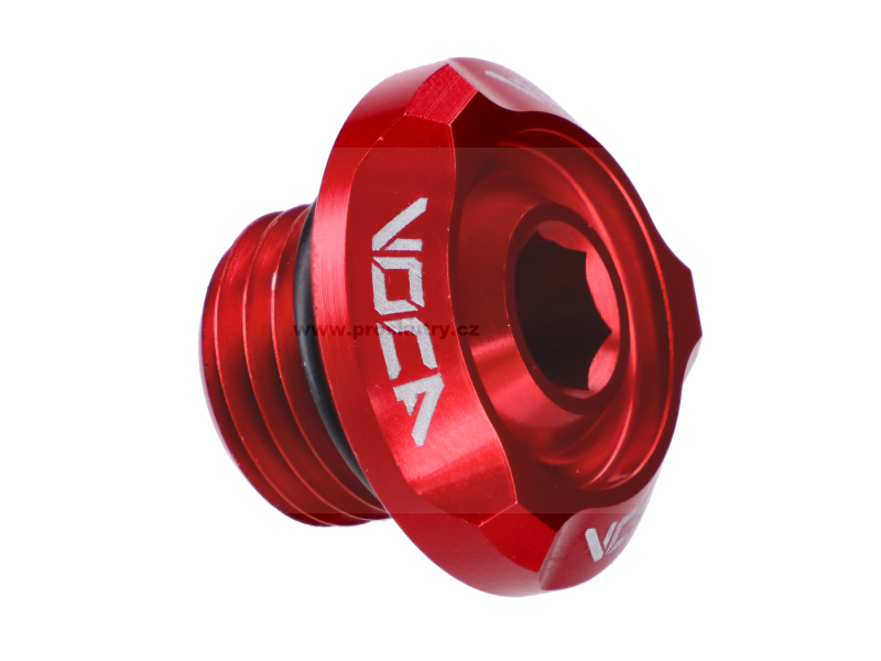 Oleje a chemie - Plnicí šroub oleje Voca Racing M14x1,5 červený pro Minarelli horizontální