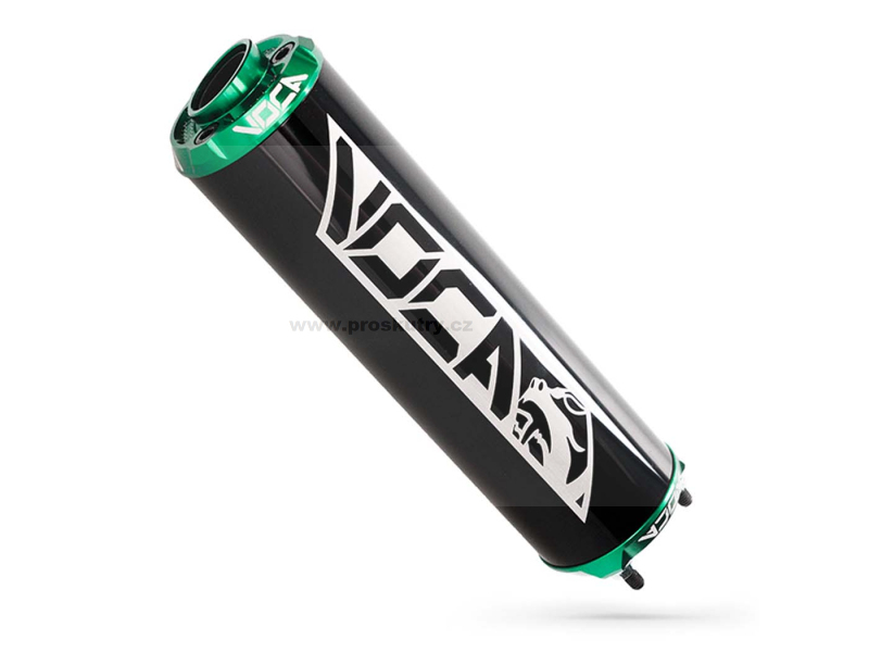 Výfuk - Zadní tlumič VOCA Alu černý - CNC koncovka zelená