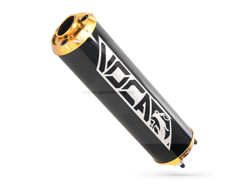 Výfuk - Zadní tlumič VOCA Alu černý - CNC koncovka zlatá