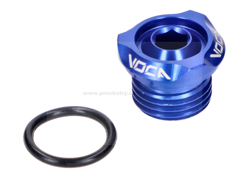 Oleje a chemie - Plnicí zátka oleje VOCA V2 CNC modrá pro Derbi EBE, EBS, D50B