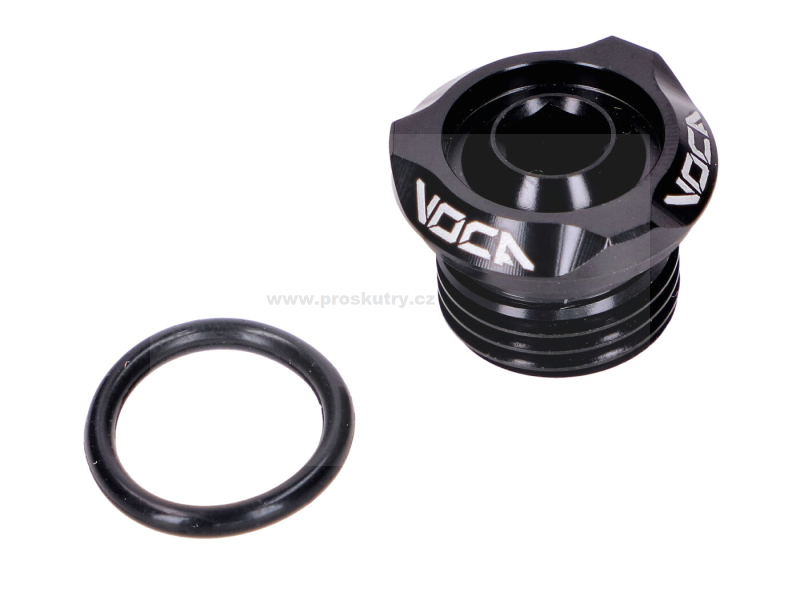 Oleje a chemie - Plnicí zátka oleje VOCA V2 CNC černá pro Derbi EBE, EBS, D50B