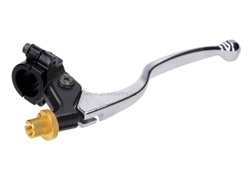 Zrcátka páčky řídítka - Spojková koncovka černá s pákou stříbrná levá univerzální