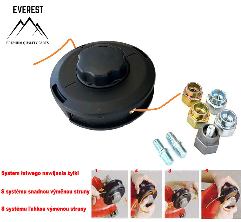 Zahradní technika - STRUNOVÁ HLAVA POLOAUTOMATICKÁ 130mm PRO 10x1.25Z EVEREST