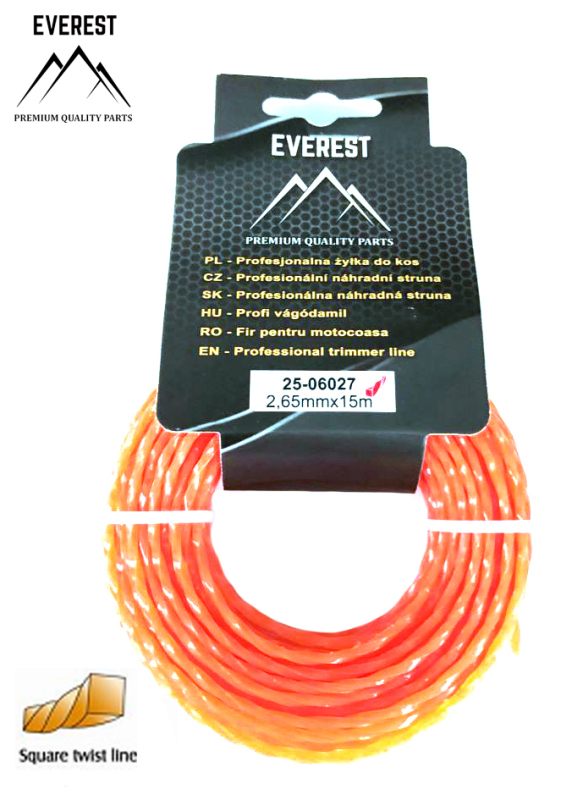 Zahradní technika - Náhradní struna TWIST 2,65mm 15M EVEREST