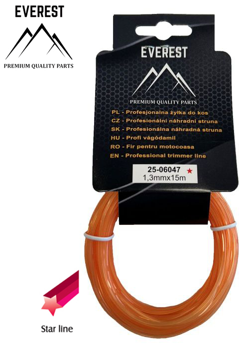 Zahradní technika - Náhradní struna - hvězda 1,3mm 15M EVEREST