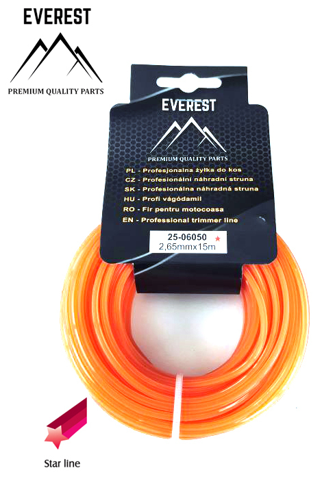 Zahradní technika - Náhradní struna - hvězda 2,65mm 15M EVEREST