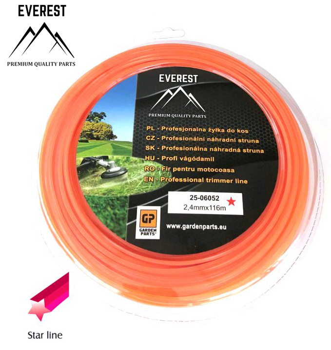 Zahradní technika - Náhradní struna - hvězda 2,4mm 116M EVEREST