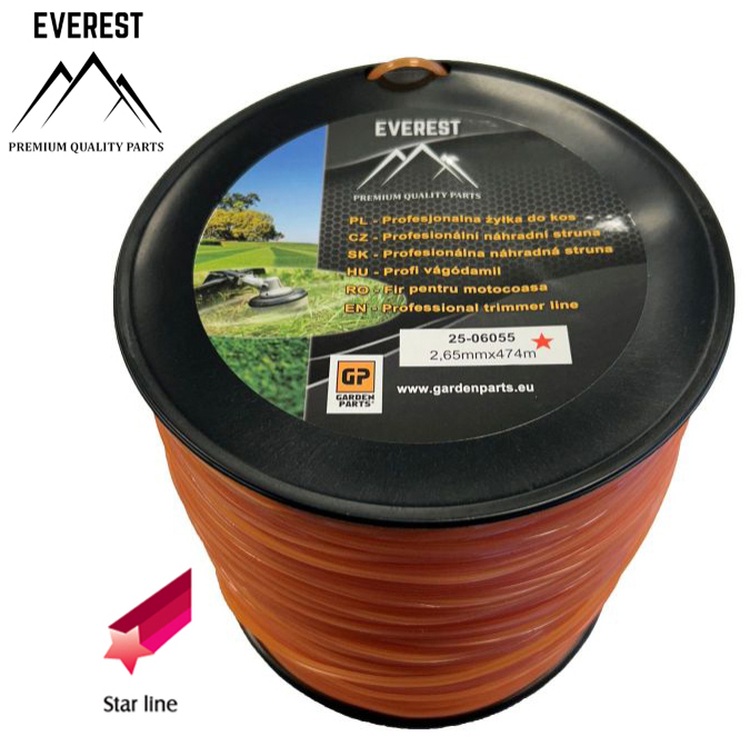 Zahradní technika - Náhradní struna - hvězda 2,65mm 474M EVEREST