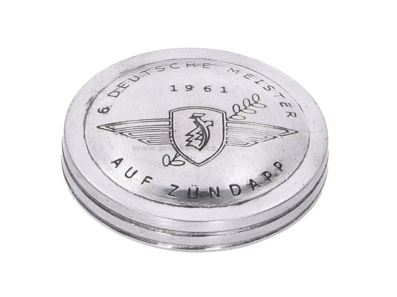 Podvozek tlumiče - Chromovaný uzávěr nádrže s logem pro Zündapp