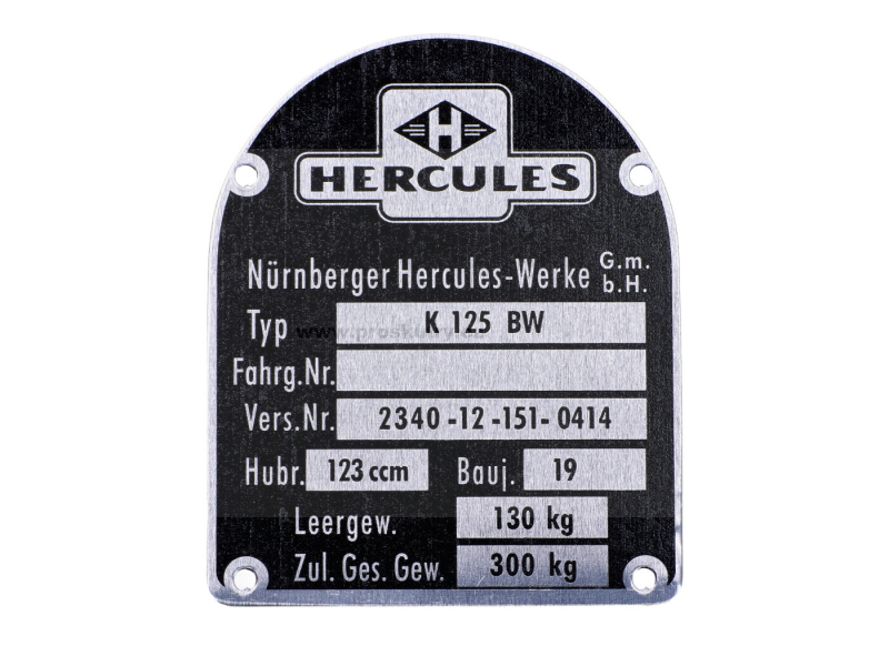 Podvozek tlumiče - Hliníkový štítek černý 123 ccm pro Hercules, K 125 (2340-12-151-0414)
