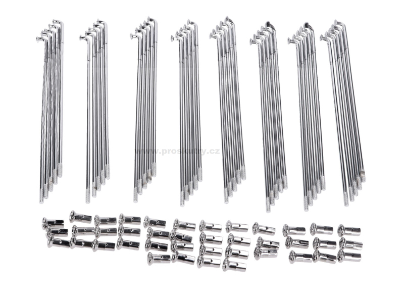 Pneumatiky a kola - Paprsky chromované 183 mm, 36 kusů s niplemi pro Kreidler, Florett LF, LH, Eiertank, GT