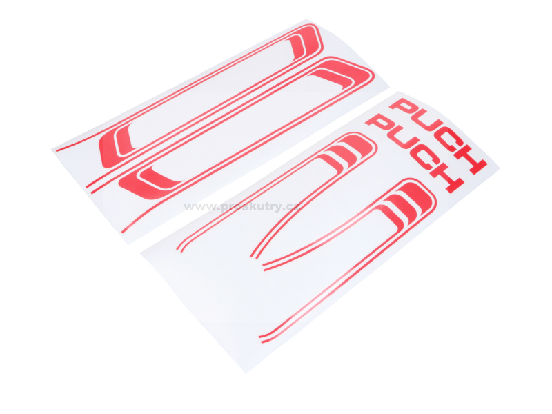 Příslušenství a nářadí - Sada samolepek - červená pro Puch Maxi, S, N - 349.8.20.547.0 / 349.9.20.537.0 / 321.4.30.866.1