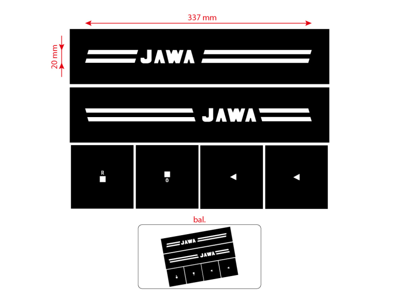 Podvozek tlumiče - Šablona k nástřiku JAWA 50 - 20, 21 (sada)