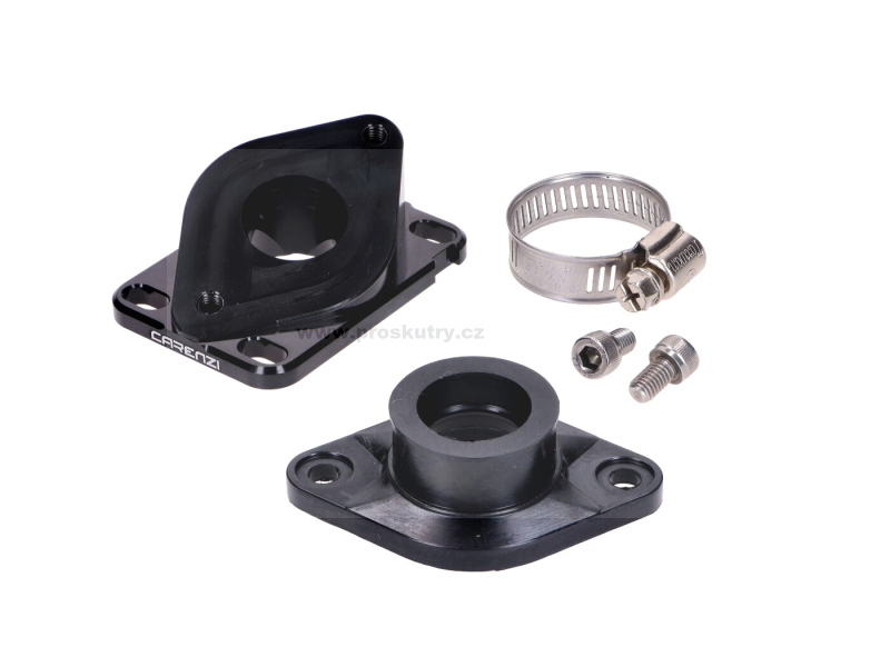Motor - Sací potrubí Carenzi 12-21mm pro Minarelli AM6, Derbi, PWK karburátor PHBG/PHVA
