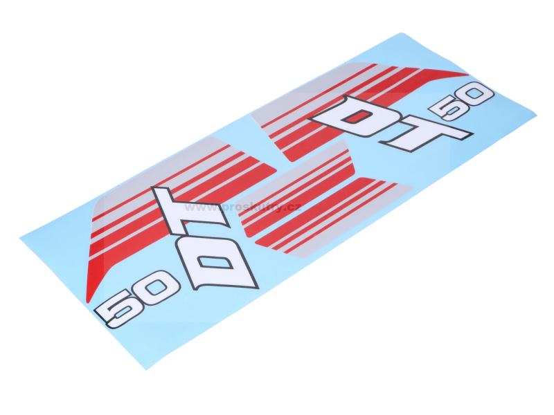 Příslušenství a nářadí - Sada samolepek na nádrž, šedočervená, pro Yamaha DT 50 Mokick