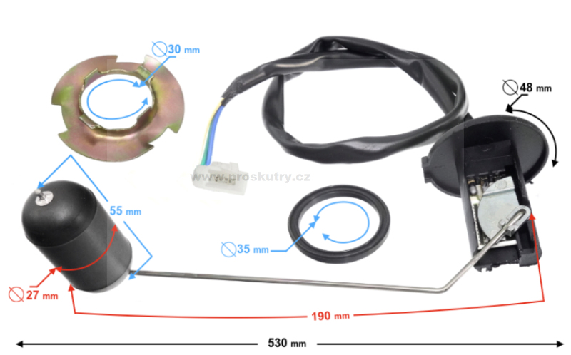 Podvozek tlumiče - Palivověr/plovák pro B-Max, Kentoya Maximus, Maxon Optimus 125/150ccm
