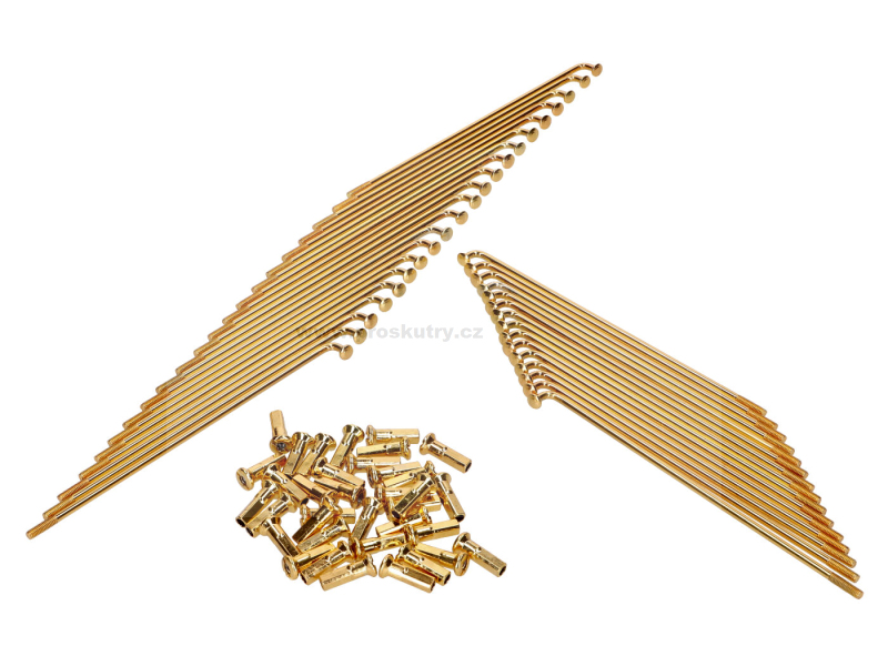 Pneumatiky a kola - Sada paprsků Schmitt 16" zlaté barvy pro Simson S50, S51, S70, S53, S83 Enduro