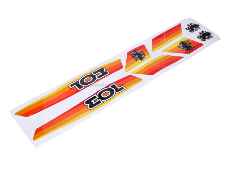 Podvozek tlumiče - Sada 8 oranžových samolepek pro Peugeot 103