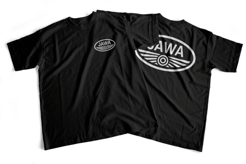 Přilby a doplňky - Tričko s potiskem JAWA - černé - vyberte velikost: