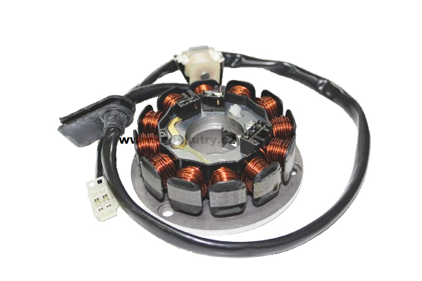 Elektro díly - Stator/alternátor 12cívek pro Minarelli AM6 s elektrickým startérem, MBK, Peugeot, Rieju, Motorhispania, Yamaha