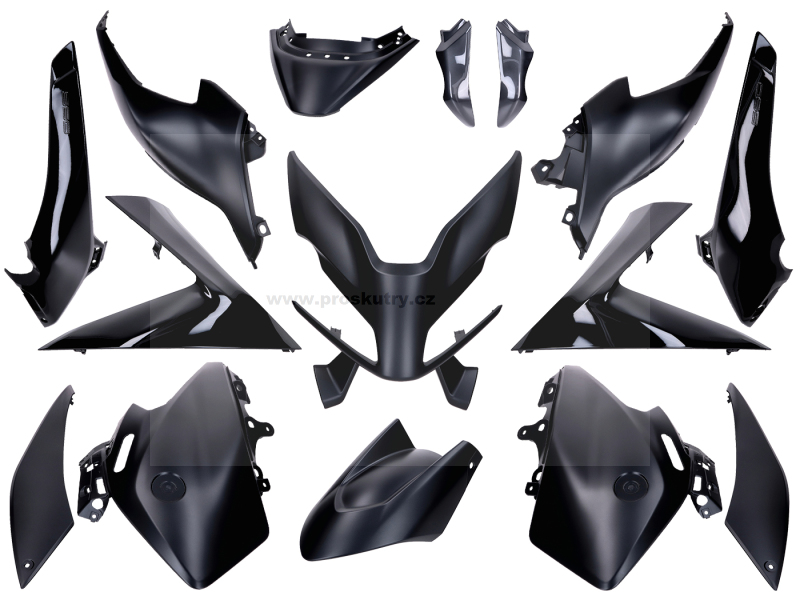 Podvozek tlumiče - Sada plastů 15dílná matně černá Naraku pro Yamaha T-Max 560 2022-2024