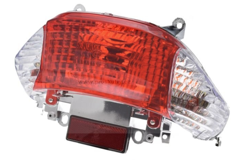 Elektro díly - Zadní světlo s čirými blinkry pro Kymco, Baotian, Yuki 50ccm GY6, 139QMB/QMA E3, E9