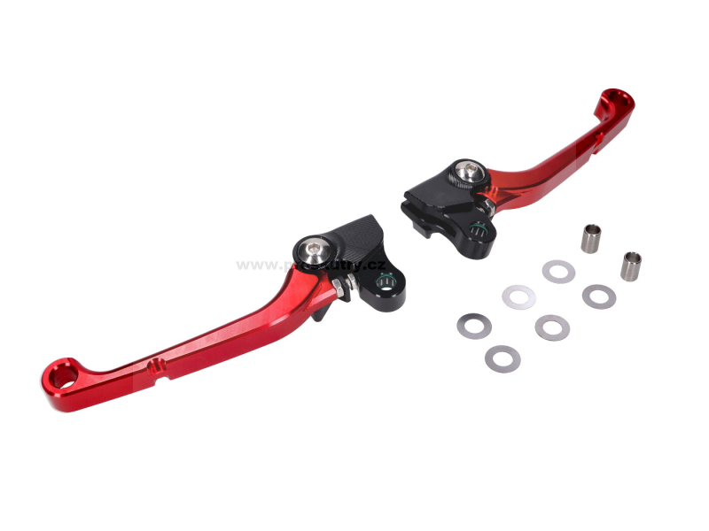 Zrcátka páčky řídítka - Sada brzdové a spojkové páčky Schmitt, CNC hliník, černá a červená, pro Simson S50, S51, S53, KR51/2, SR50, SR80