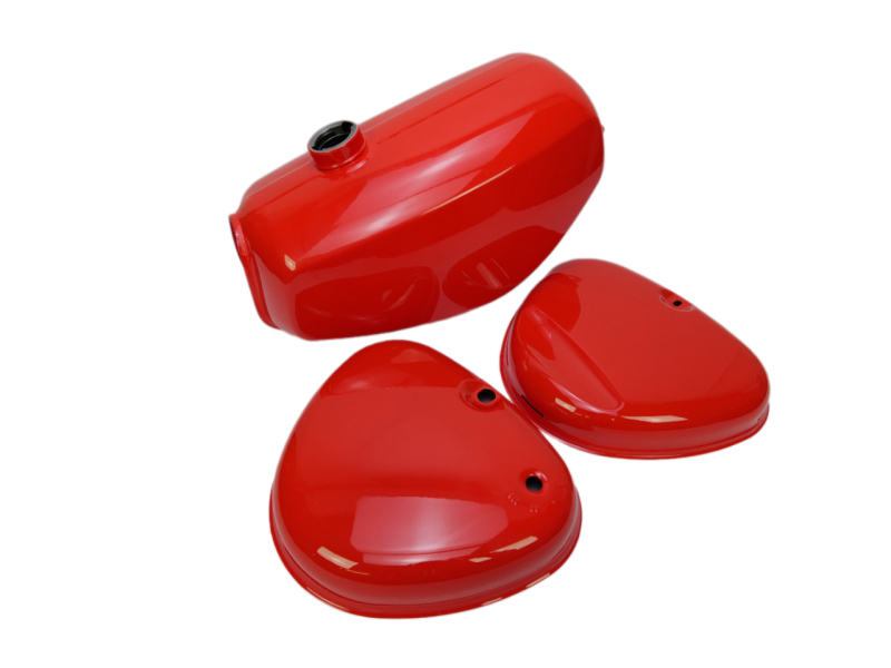 Podvozek tlumiče - Palivová, benzínová nádrž + boční kryty pro SIMSON S51 Enduro - červená