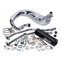 Výfuk Yasuni Cross ML MAX černý chrom pro MBK X-Limit 50, Malaguti XTM, Motorhispania Furia, RX, RYZ, Peugeot XPS, Rieju RR Enduro, Yamaha DT-R Minare