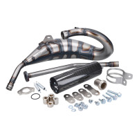 Výfuk Yasuni Cross karbonový vzhled pro motor Aprilia RX, SX, Derbi R, SM, Gilera RCR, SMT 50ccm 2T EBE, EBS, D50B0