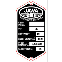 Výrobní štítek s nýty pro Jawa Pionýr 20