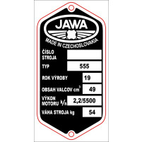 Výrobní štítek s nýty pro Jawa Pionýr 555