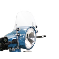 Čelní sklo s chromovanými držáky Moto Nostra š=340mm, v=105mm Vespa PX80, PX125, PX150, PX200, LML 125/150 Star/Stella čiré