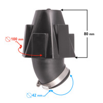 Sportovní vzduchový filtr s plastovým krytem 45° 42mm/38mm/35mm vyberte: