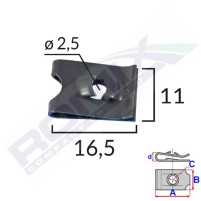 Plechová matka průměr díry 2,5 mm rozměr 11x16,5 mm 25 kusů