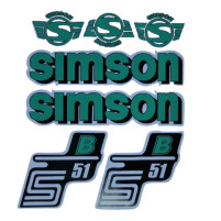 Sada zelených samolepek pro Simson S51 B