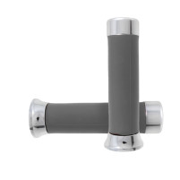 Pár šedých rukojetí s chromovanými koncovkami RMS Classic pro Piaggio Vespa PX