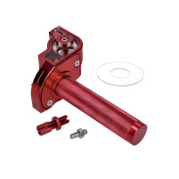 Rukojeť plynu krátký zdvih červená CNC pro 22mm řídítka pro moped, skútr