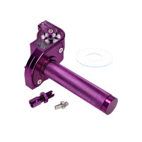 Rukojeť plynu krátký zdvih fialová CNC pro 22mm řídítka pro moped, skútr