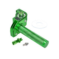 Rukojeť plynu krátký zdvih zelená CNC pro 22mm řídítka pro moped, skútr