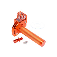 Rukojeť plynu krátký zdvih oranžová CNC pro 22mm řídítka pro moped, skútr