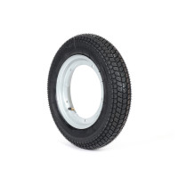 Kompletní kolo BGM PRO 3,50-10 palců TT 59P zesílený ráfek 2,10-10 palců ocelový, šedý lakovaný pro Vespa Largeframe PX, Sprint, Rally, GT, GTR, TS, T