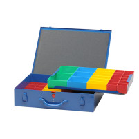Třídicí box Hünersdorff, kovový (330x440x100mm) 59 přihrádek, modrý