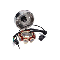 Stator alternátoru včetně setrvačníku pro čínský čtyřtaktní motor GY6 Euro4 25 km/h