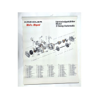 Plakát – výkres rozložení dílů – Kreidler MF/MP Flory (cca 600 × 730 mm)