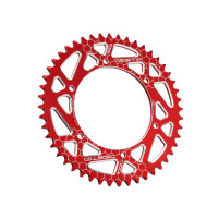 Rozeta VOCA CNC – 48 zubů, pro řetěz 420, červená (Derbi Senda SM / DRD)