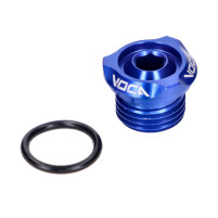 Plnicí zátka oleje VOCA V2 CNC modrá pro Derbi EBE, EBS, D50B